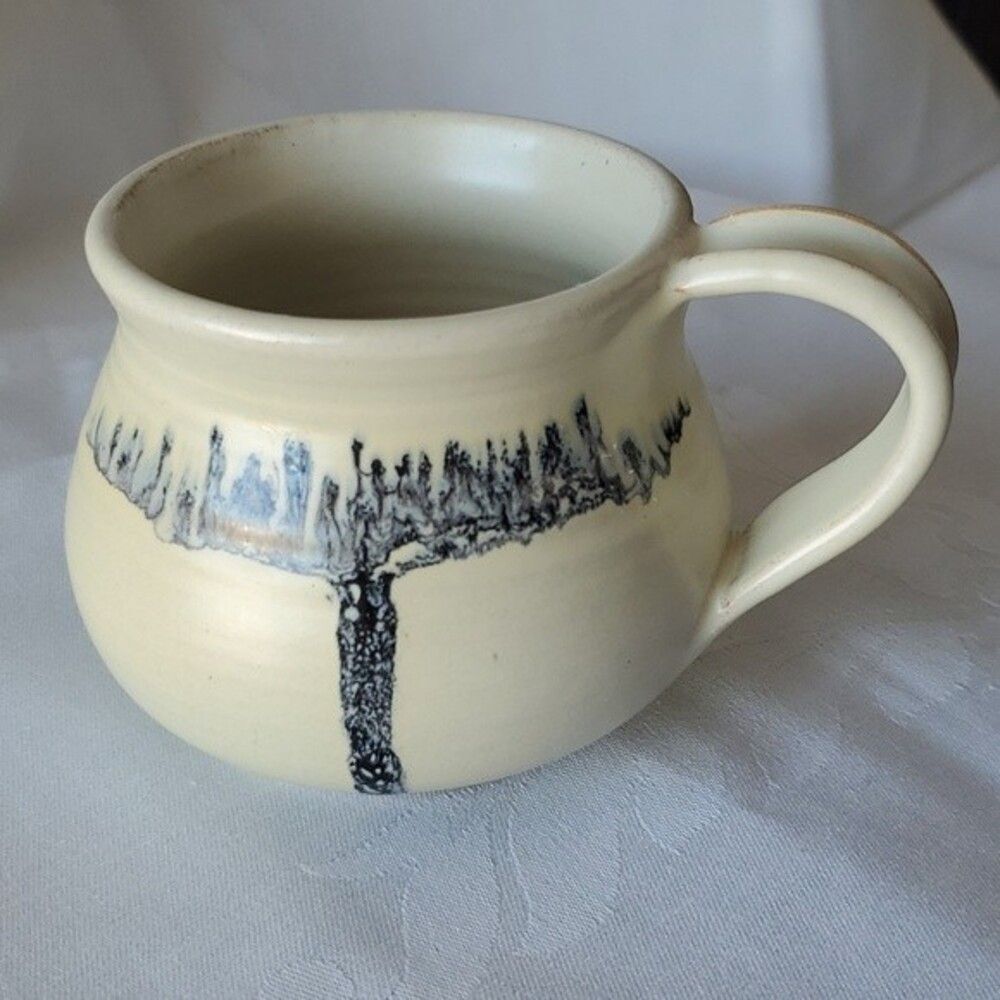 Kazuri Kenya Handmade Art Pottery Mug Signed Tree African Folk Art